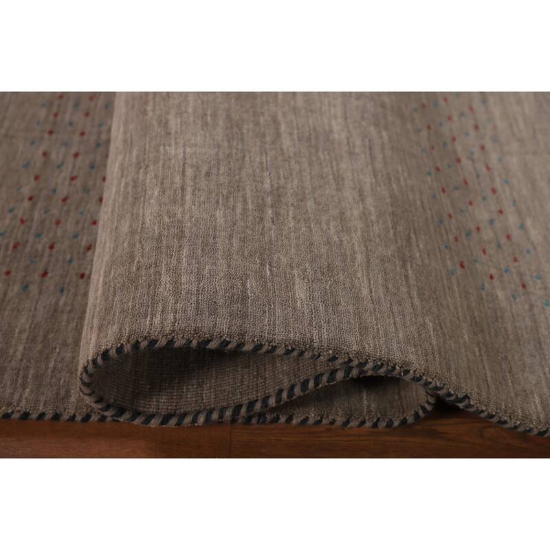 Brown Gabbeh Area Rug Handmade Oriental Wool Carpet - 6'8"x 9'9"