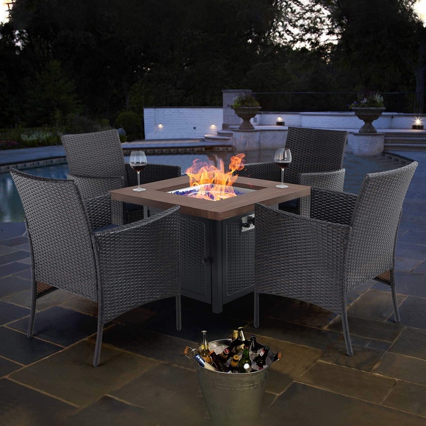 Rattan table with gas fire pit store