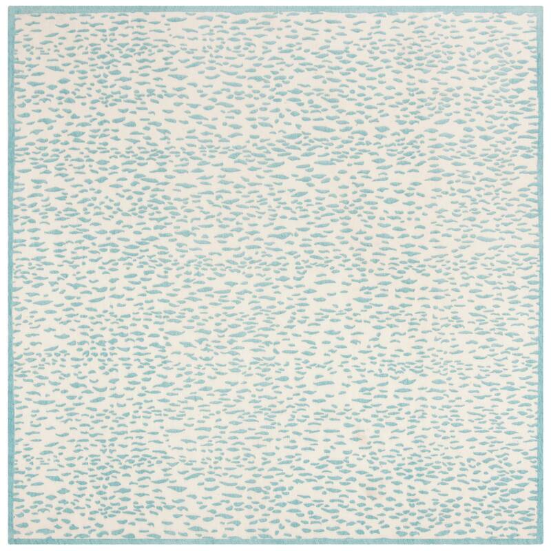 SAFAVIEH Handmade Marbella Goril Modern Polyester Rug - 6' Square - Ivory/Turquoise