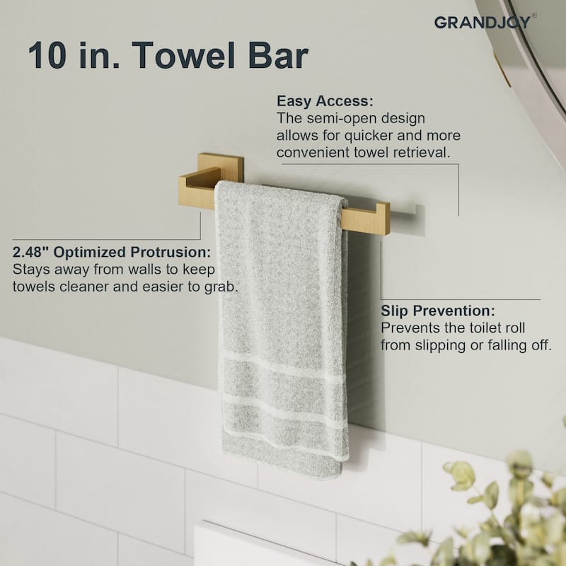 GRANDJOY 4 Piece Bathroom Towel Bar Wall Mounted Towel Rack Paper Towel Holder