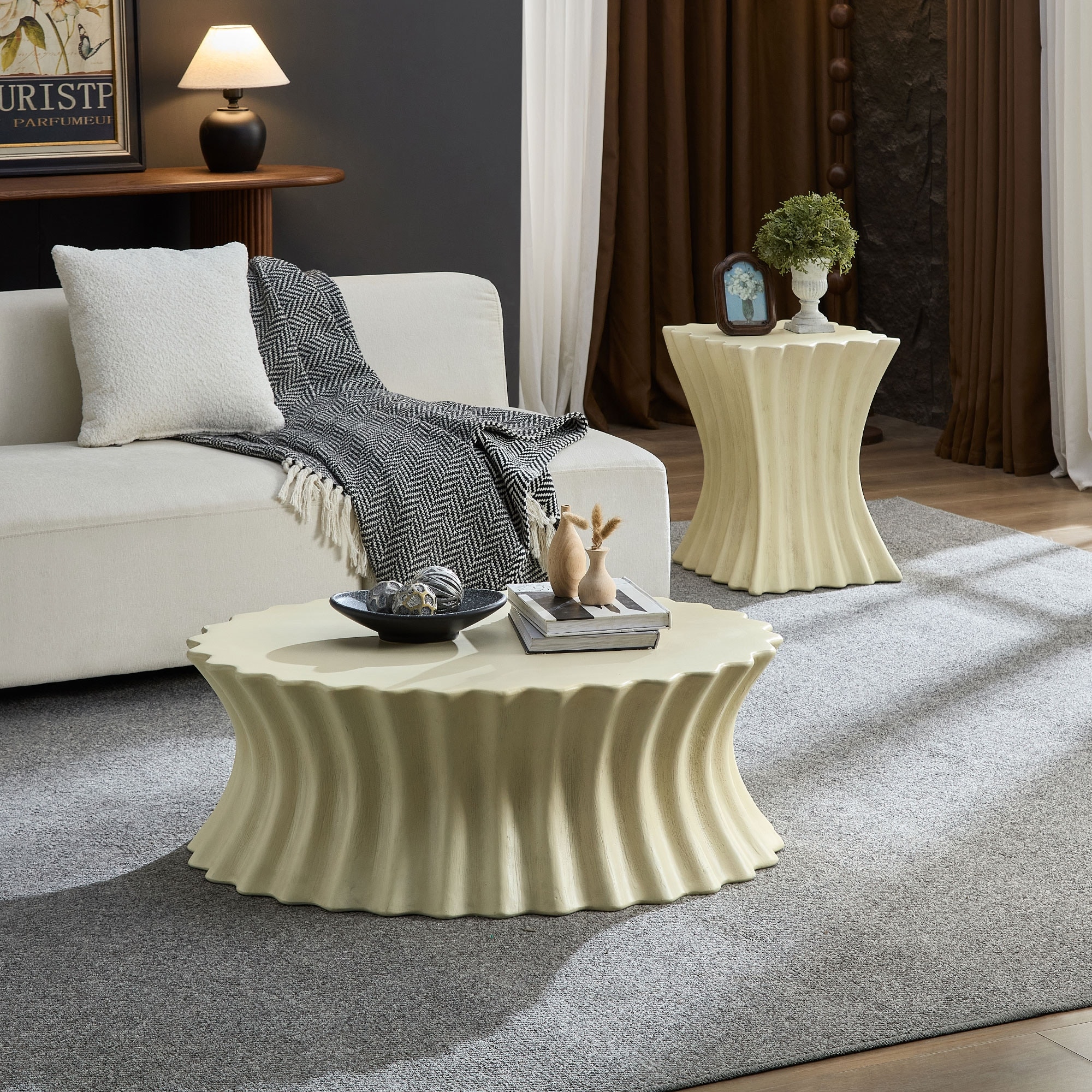 Coffee Table Set Vintage Sturdy Fiberglass Table For Living Room Apartment