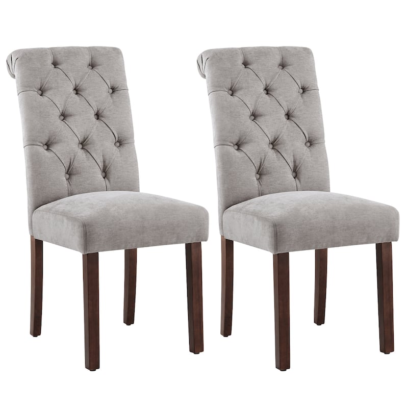 Tufted Parsons Dining Side Chairs ,Upholstered Fabric Dining Chairs Kitchen Chairs with Padded Seat(Set Of 2) - set of 2