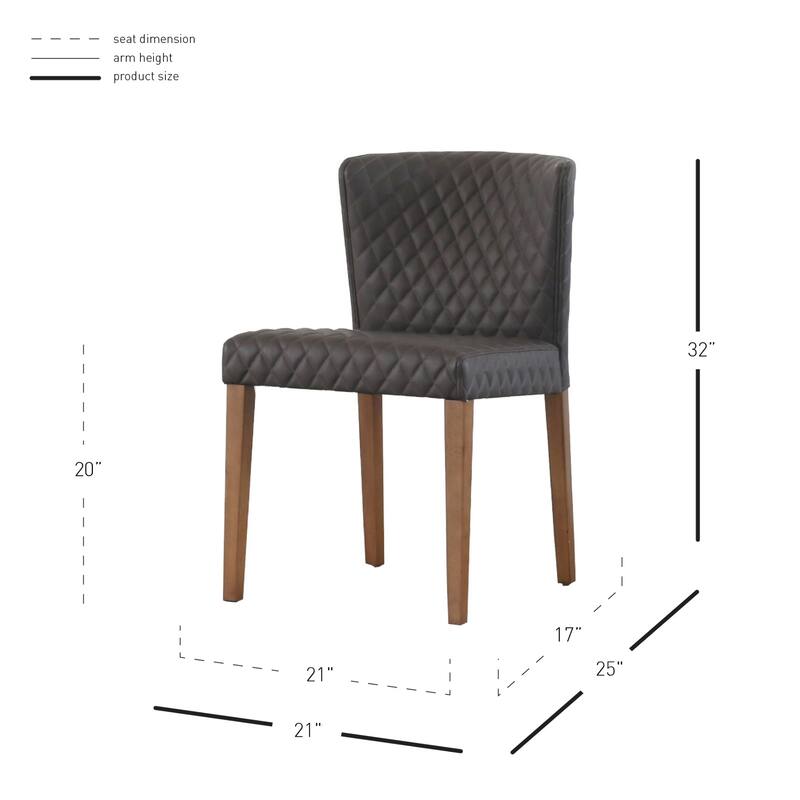 NPD Furniture Albie Diamond Stitching Faux Leather Dining Chair (Set of 2)