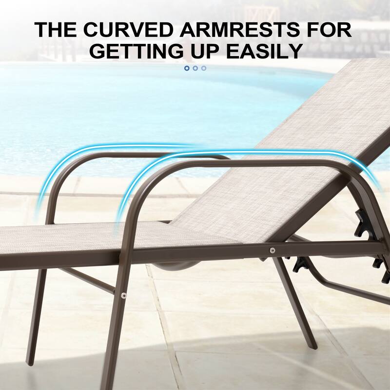 4PCS Outdoor Chaise Lounges Chair Aluminum with Adjustable Backrest