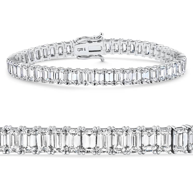 Bliss Diamond 10 - 30Ct Emerald Cut Diamond Tennis Bracelet Gold Lab Grown 7"