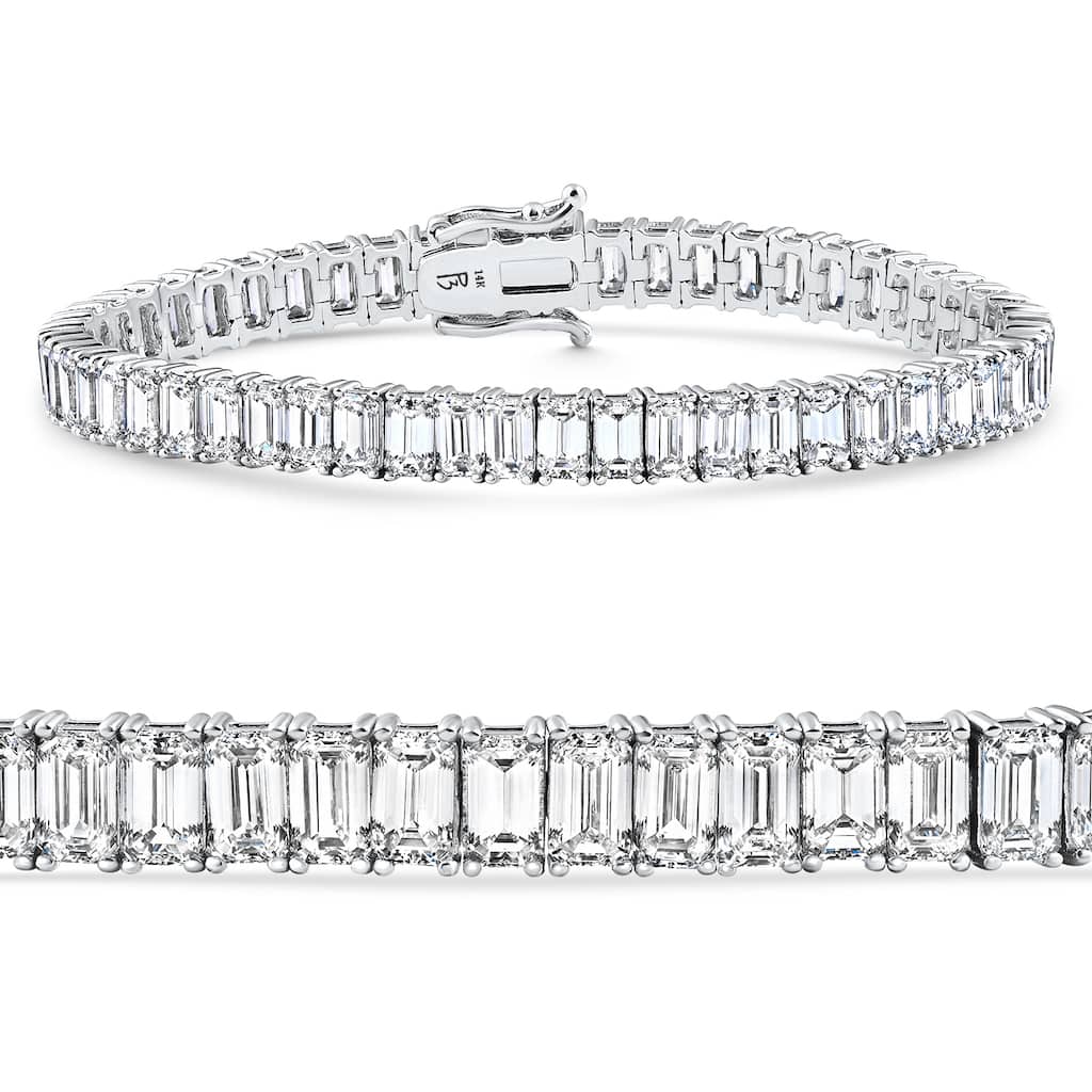 Bliss Diamond 10 - 30Ct Emerald Cut Diamond Tennis Bracelet Gold Lab Grown 7"