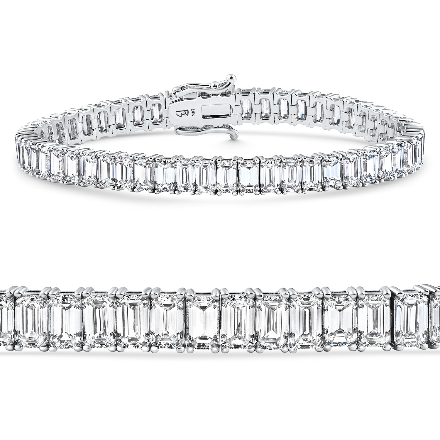 Bliss Diamond 10 - 30Ct Emerald Cut Diamond Tennis Bracelet Gold Lab Grown 7"