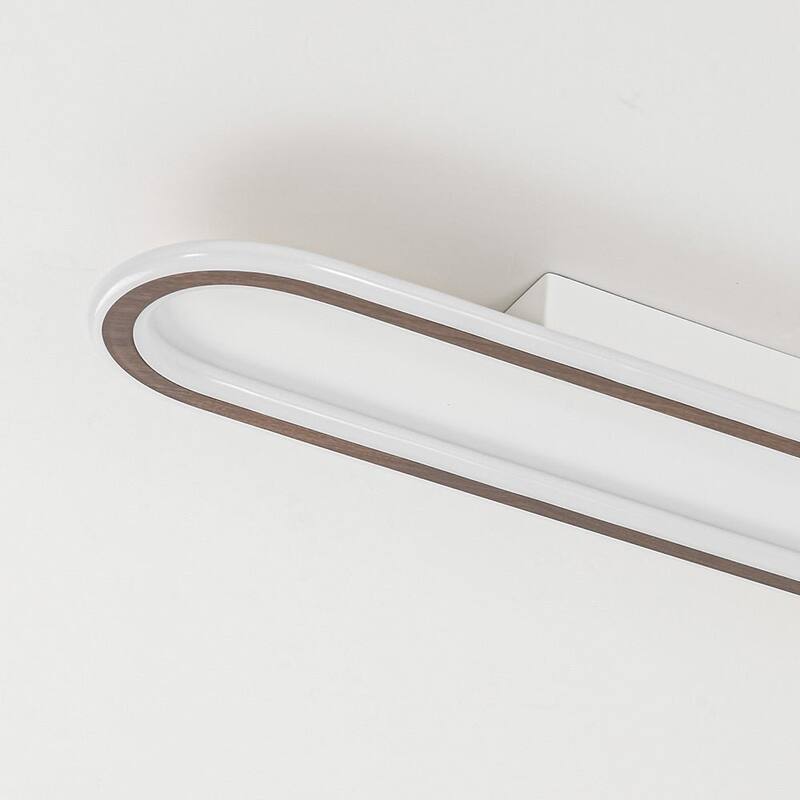 Scandinavian Linear Wood Ring Dimmable LED Flush Mount Light
