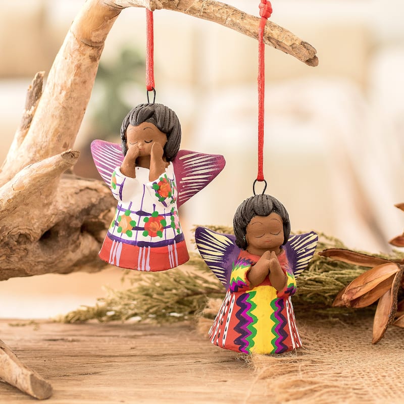 Novica Handmade Angels Of Peace Ceramic Ornaments (Pair)