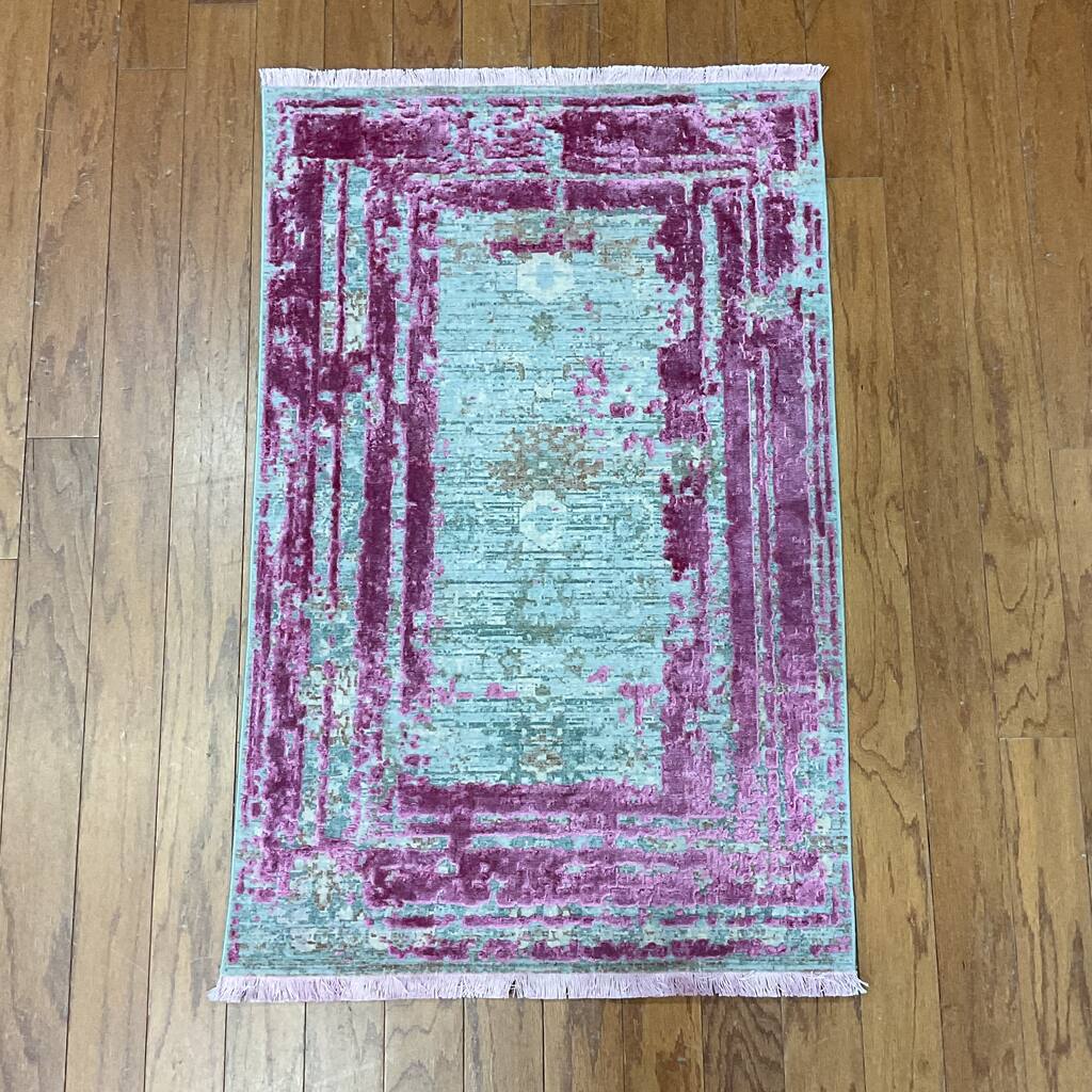 HERAT ORIENTAL Turkish Modern Erased Design Wool & Silk Rug - 2' x 2'11"