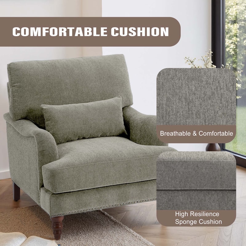 Set of 2 Mid Century Chenille Upholstered Accent Chairs