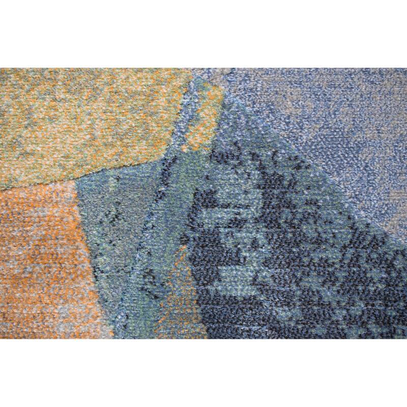 Essentials Abstract Orange, Sage, Blue, Gray, Ivory and Mauve Olefin Area Rug - 2' x 6' Runner