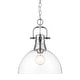 preview thumbnail 1 of 3, Golden Lighting 3602-L CH Duncan 14" Wide Pendant Chrome / Clear