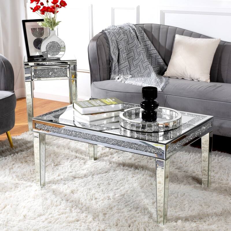 Modern Mirrored Glass Coffee Table