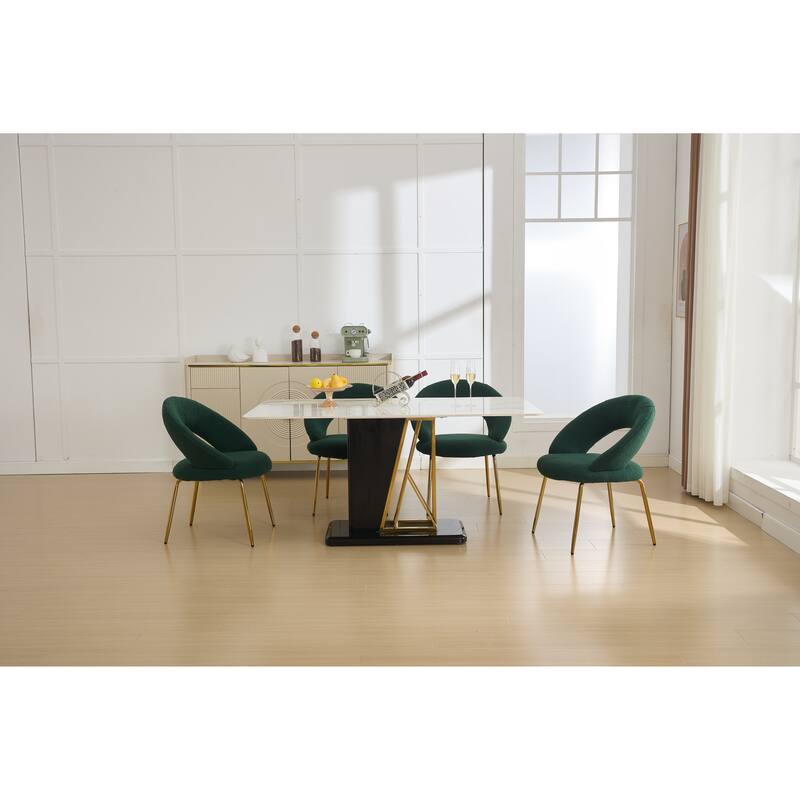 Teddy Fabric Kitchen Chair with Curved Backrest and Metal Legs for Kitchen