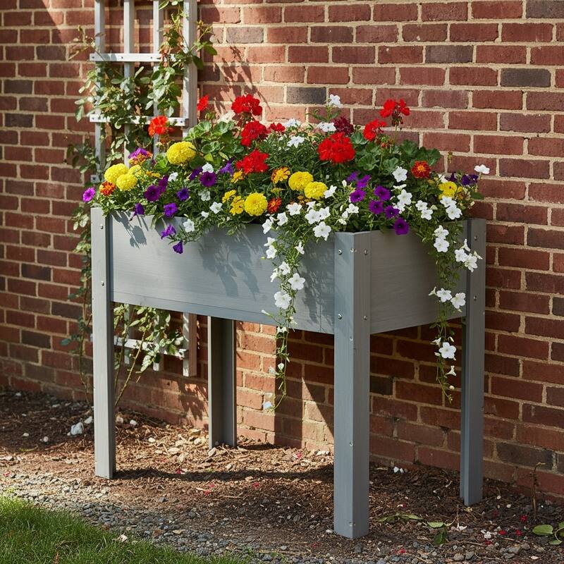 Natural Elevated Planter Box for Outdoor Use with Eco-Friendly Finish