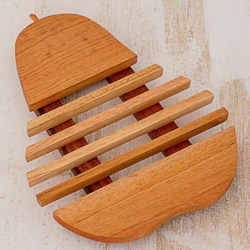 Novica Handmade Fresh Pear Cedar Wood Trivet - 9.5" H x 7" W x 0.9" D