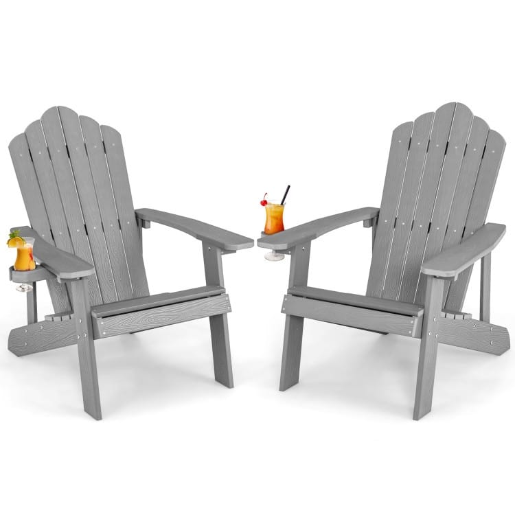 Weather Resistant HIPS Outdoor Adirondack Chair with Cup Holder - 33.4" x 30" x 37"