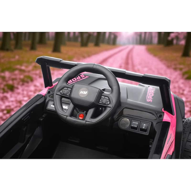 12V Kids Electric Ride On UTV Car with Remote Control, Battery Powered Toy Vehicle with Seat Belt & LED Lights, Ages 3-6