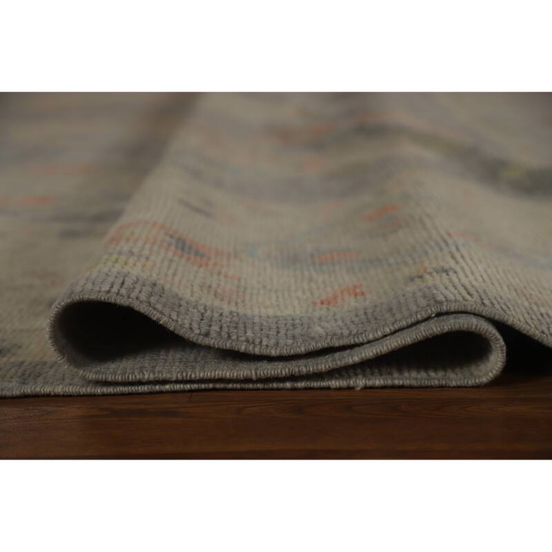 Hand Knotted Oriental 100% Wool Carpet Transitional All-Over Greys & Charcoal Oushak Area Rug - 12' 11'' X 9' 0''