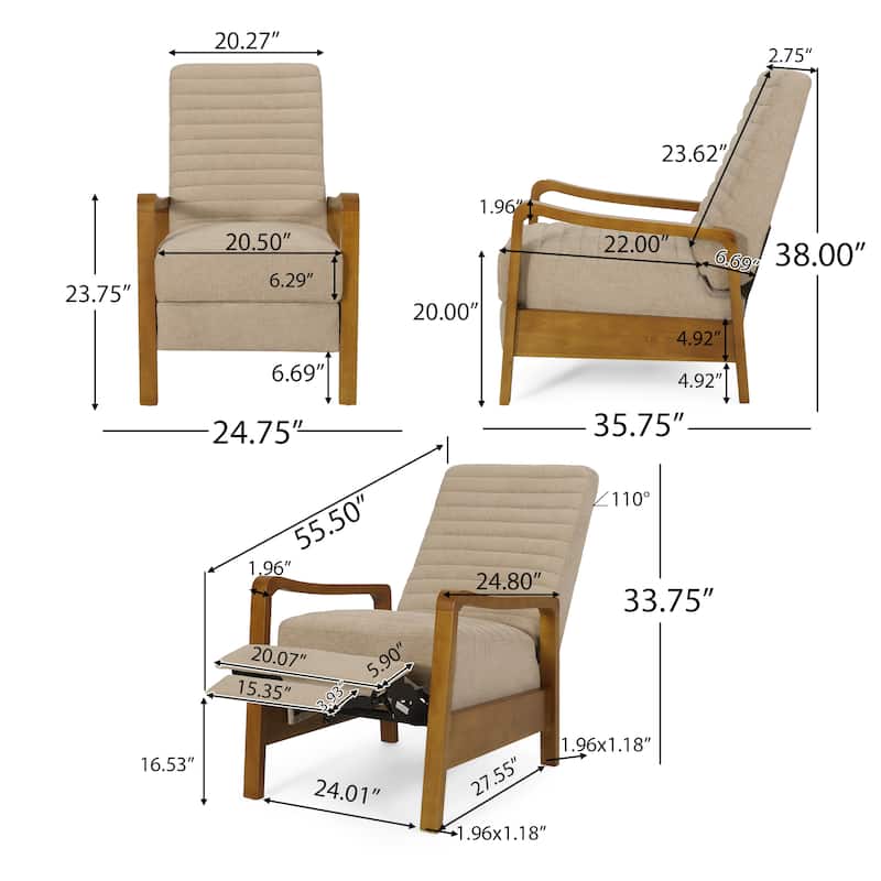 Munro Channel Stitch Pushback Recliner by Christopher Knight Home