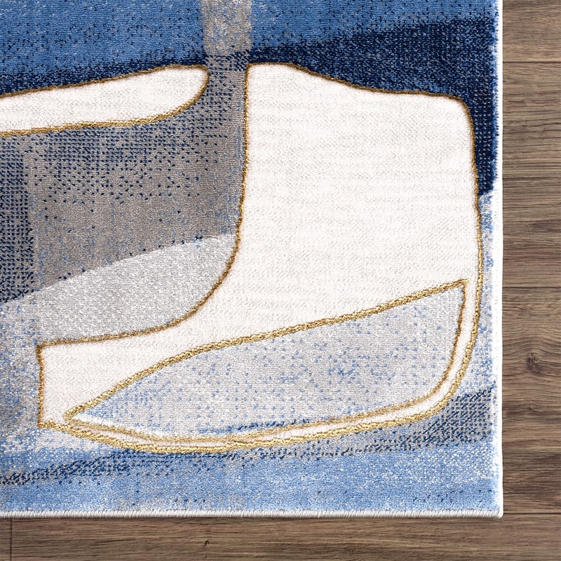 Abani Rugs Regal REG130A Blue Grey Asymmetric Circles Area Rug