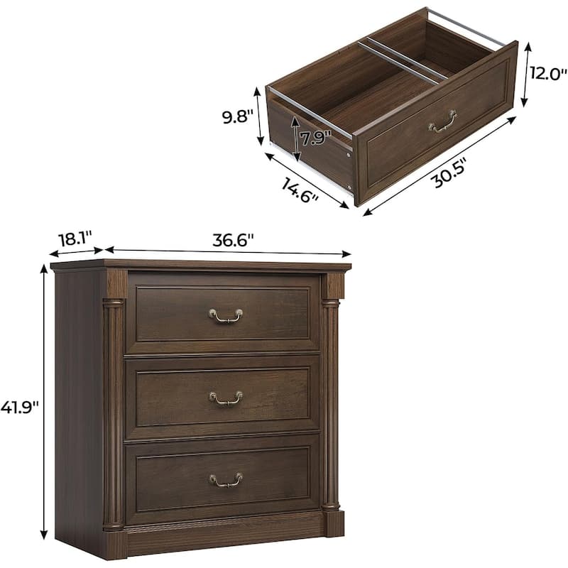 Nightstand File Cabinet Drawers Farmhouse Filing Cabinet for Letter/Legal Size