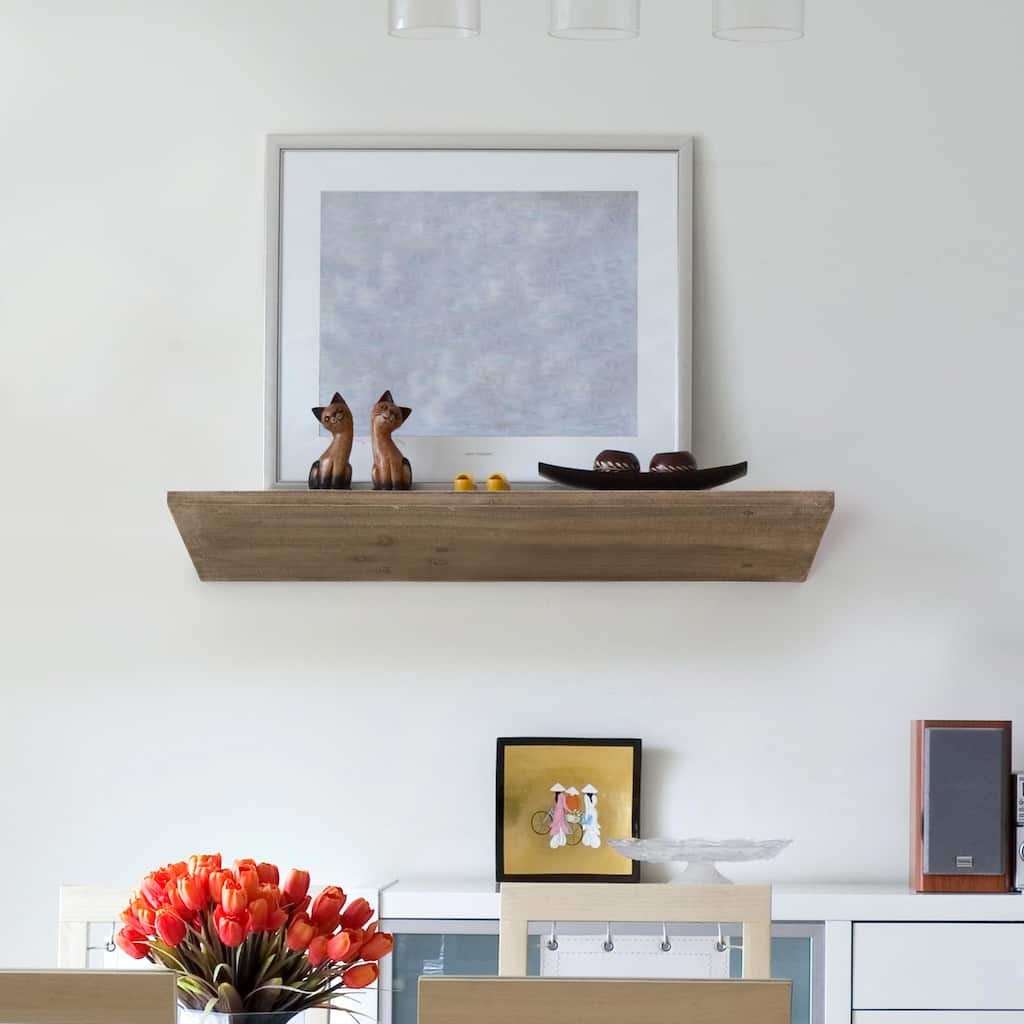 American Art Decor Small Wedge Wood Floating Wall Shelf - Natural - 23.75" L x 5" H x 8" D