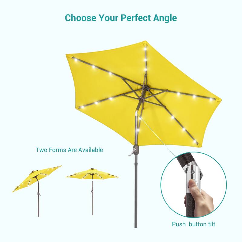 BONOSUKI 7.5ft LED Patio Umbrella Table Umbrellas,with Tilt and Crank