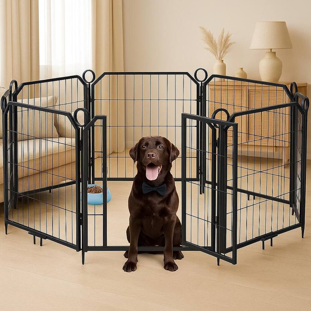 Indoor/Outdoor Dog Playpen, with Lockable Door & Anti-Rust Coating
