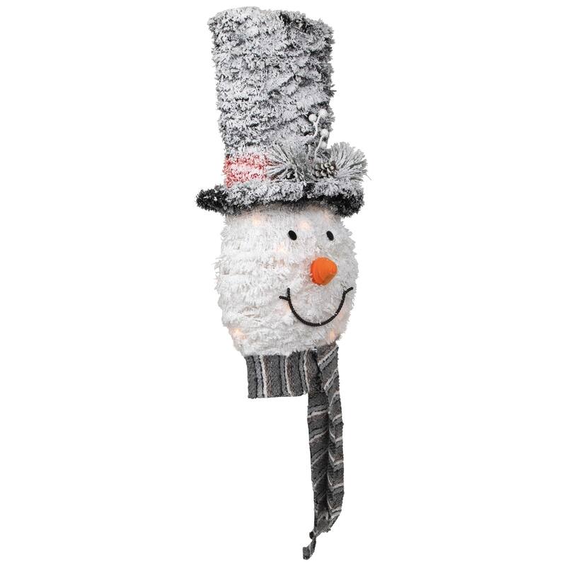 25" Lighted Snowman with Black Frosted Top Hat Christmas Tree Topper