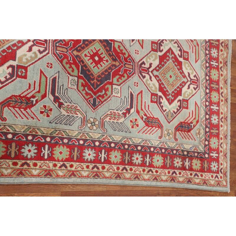 Oriental Blue Kazak Area Rug Hand-Knotted Wool Carpet - 3'8" x 5'8"