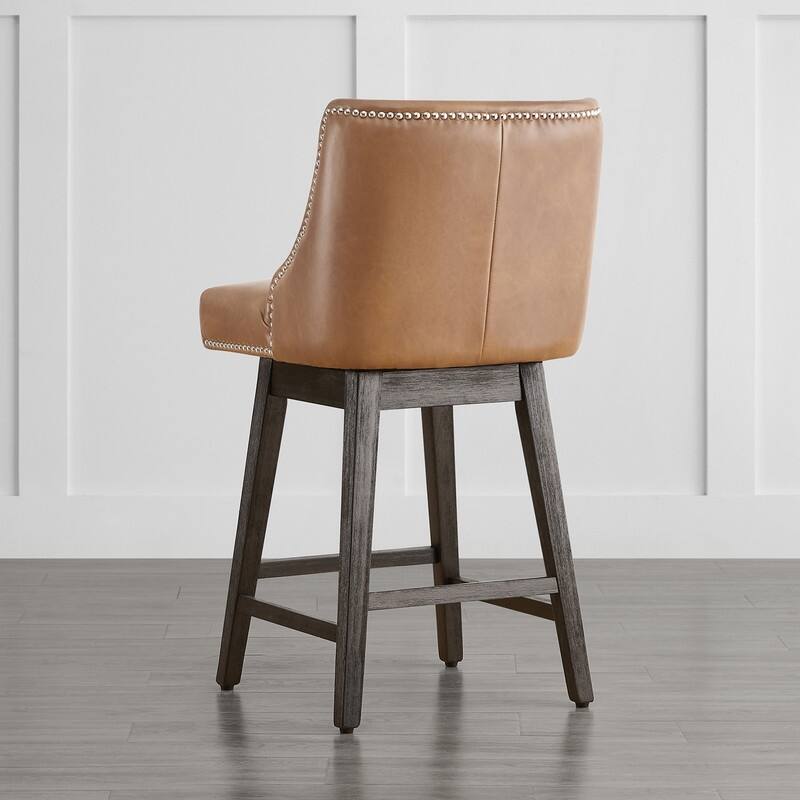 Spruce & Spring Olive Upholstered Counter Height Swivel Barstools-Single