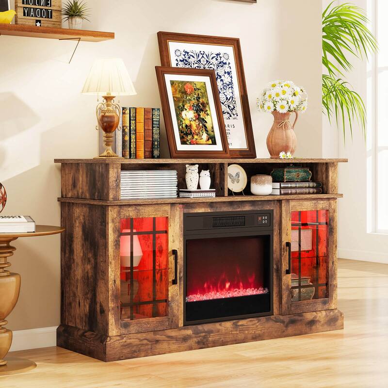 Costway TV Stand with Electric Fireplace LED Lights Remote Controls - See Details