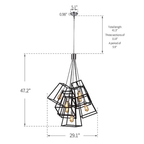 dimension image slide 1 of 3, 7-Light Multi Cage Industrial Pendant Lamp Stairway Chandelier