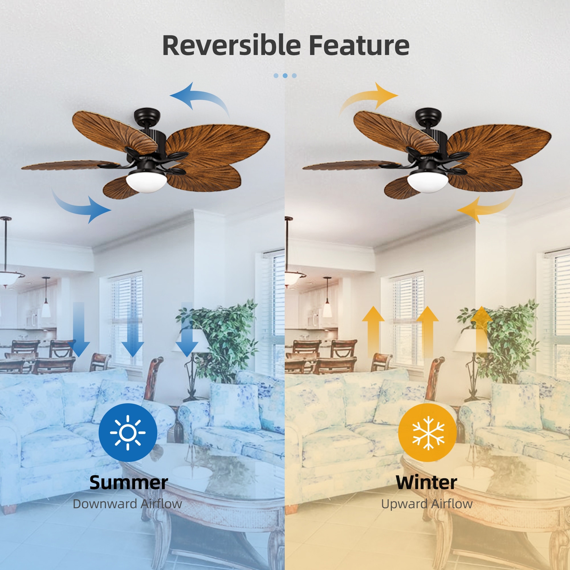 Moasis 52" Tropical Palm Leaf Ceiling Fan with Light
