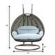 preview thumbnail 93 of 128, LeisureMod Modern 2-Person Egg Hanging Swing Chair with Beige Wicker, Oxford Fabric Cover, Patio Hammock Lounger and Cushions