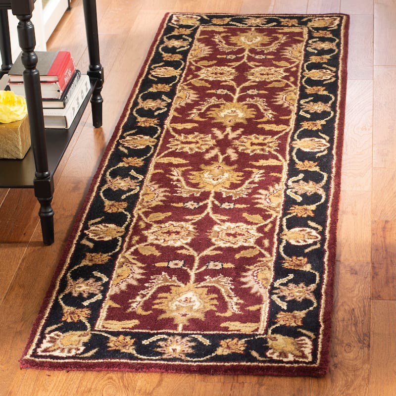 SAFAVIEH Handmade Classic Cheul Traditional Oriental Wool Rug - 2'3" x 8' Runner - Burgundy/Black