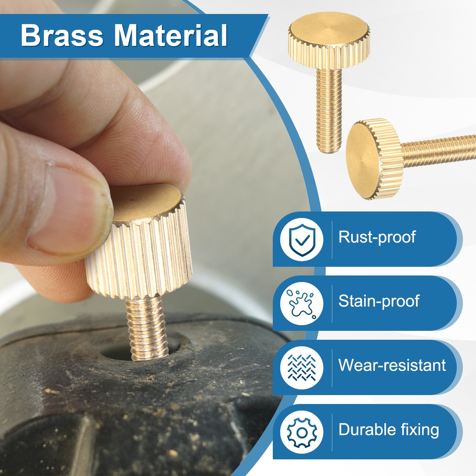 Knurled Thumb Screws, Solid Brass Flat Head Fully Threaded Knobs Bolts Fasteners W Grip for Electronic/Equipment