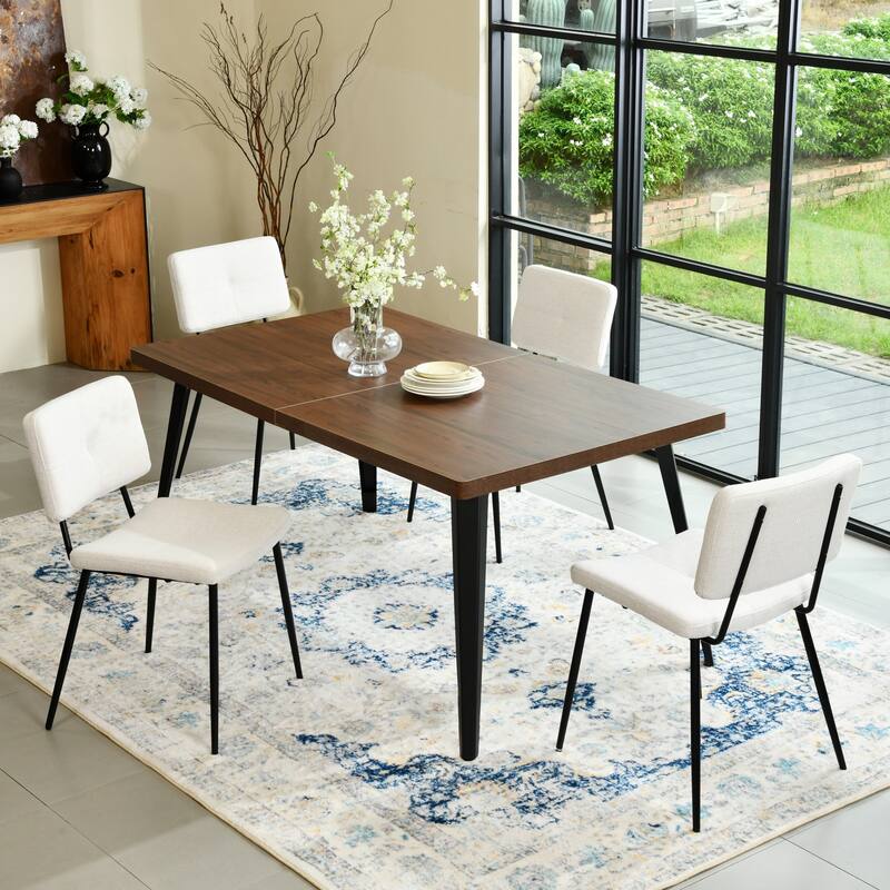 Homy Casa 5-Piece Modern Dining Set with Rectangular Table and Upholstered Side Chairs