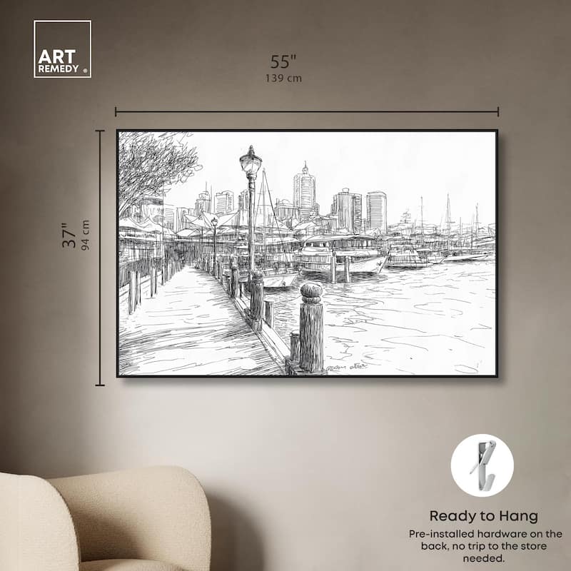 Harbour City Ink Canvas by Art Remedy
