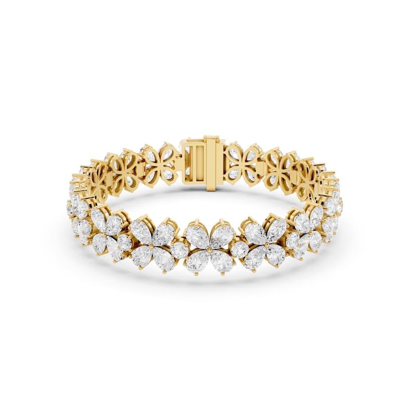 Auriya 14K Gold Lab Grown Nature's Inspired Tennis Bracelet 11 1/10 ct. tw. (F-G VS) - N/A - Yellow