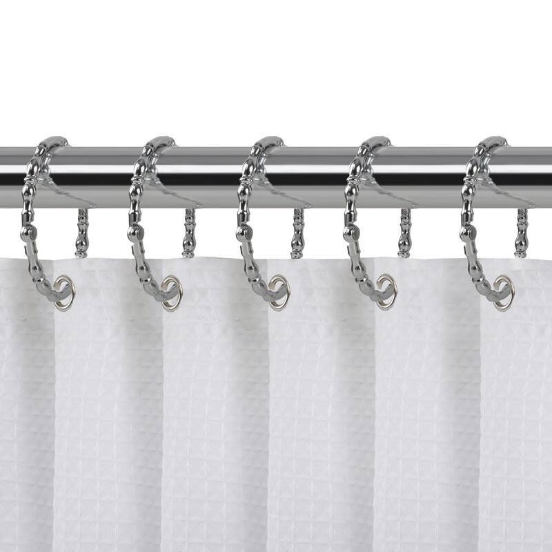 Utopia Alley Shower Rings, Oval Shape Shower Curtain Rings for Bathroom, Rustproof Zinc Shower Curtain Hooks Rings, Set of 12 - Polished Chrome