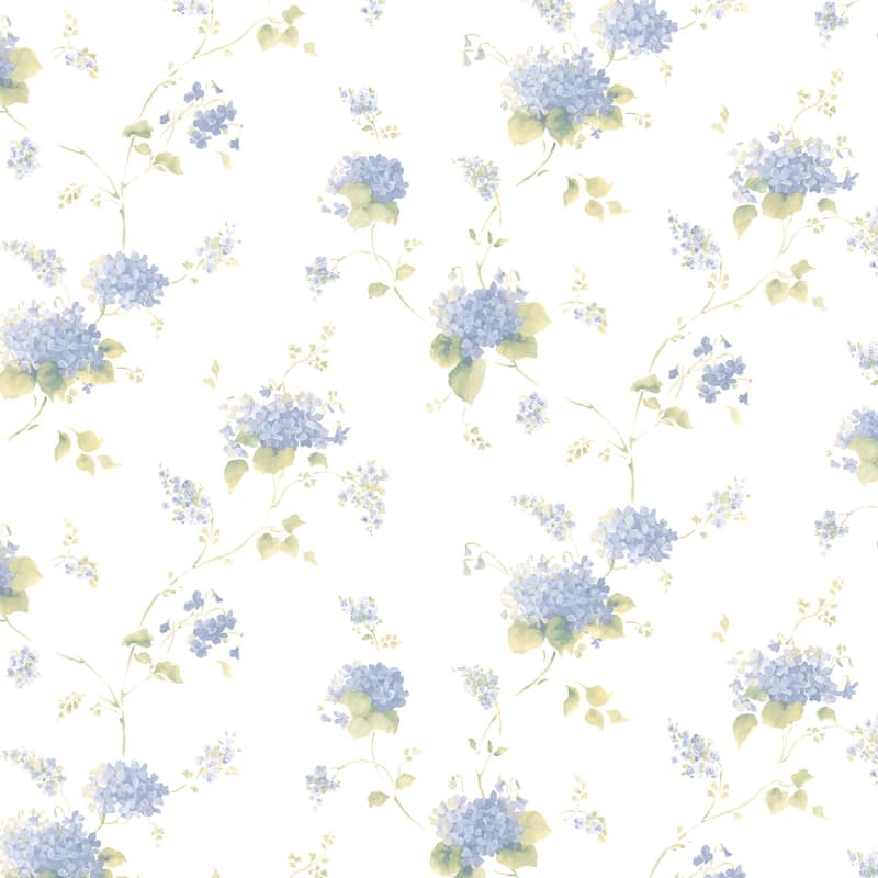 Roosevelt Hortensia Trail 20.5 In X 33 Ft Washable Wallpaper - Navy