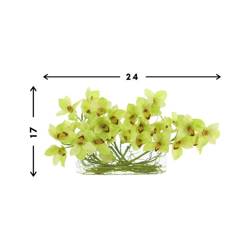 Cymbidium Orchid a with Vine in a Glass Vase