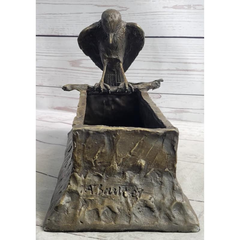 Handmade Bronze Metal Bird Bath Planter Flowerbox Sculpture Original Art
