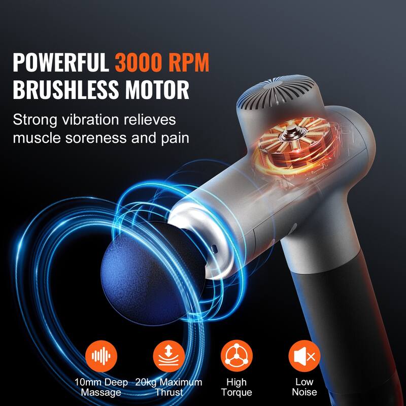 Massage Gun Deep Tissue for Pain Relief, Muscle Relaxation - with 8 Speed Levels & 6 Massage Heads