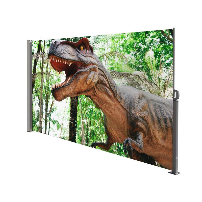 71x138 Inch Retractable Side Awning Screen, Semi-transparent UV Printed, UPF50+, Ideal for Garden, Balcony, and Pool - Grey