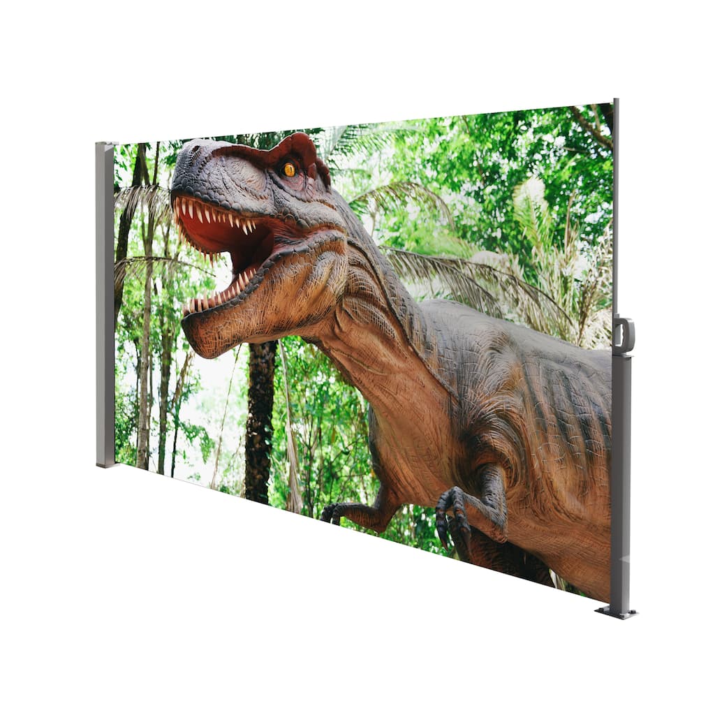 71x138 Inch Retractable Side Awning Screen, Semi-transparent UV Printed, UPF50+, Ideal for Garden, Balcony, and Pool