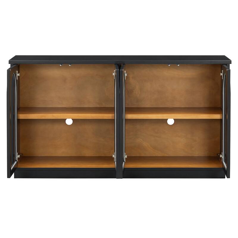 Spruce & Spring 4-Door Large Storage Buffet Cabinet with Glass Doors